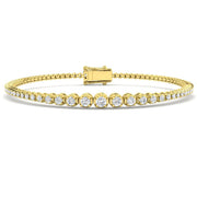 Round Lab Grown Diamond Graduate Tennis Bracelet in Platinum with Prong Set Box Clasp in 10K/14K gold and platinum with certified lab-grown or natural diamonds