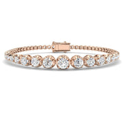Round Lab Grown Diamond Graduate Tennis Bracelet in Platinum with Prong Set Box Clasp in 10K/14K gold and platinum with certified lab-grown or natural diamonds