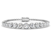 Round Lab Grown Diamond Graduate Tennis Bracelet in Platinum with Prong Set Box Clasp in 10K/14K gold and platinum with certified lab-grown or natural diamonds
