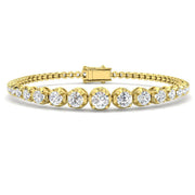 Round Lab Grown Diamond Graduate Tennis Bracelet in Platinum with Prong Set Box Clasp in 10K/14K gold and platinum with certified lab-grown or natural diamonds