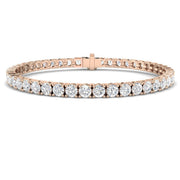Round Natural Diamond Tennis Bracelet in Prong Set with Secure Box Clasp in 10K/14K gold and platinum with certified lab-grown or natural diamonds