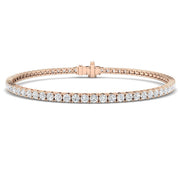 Round Natural Diamond Tennis Bracelet in Prong Set with Box Closure in 10K/14K gold and platinum with certified lab-grown or natural diamonds