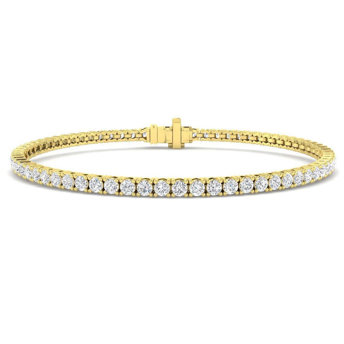 Round Natural Diamond Tennis Bracelet in Prong Set with Box Closure in 10K/14K gold and platinum with certified lab-grown or natural diamonds
