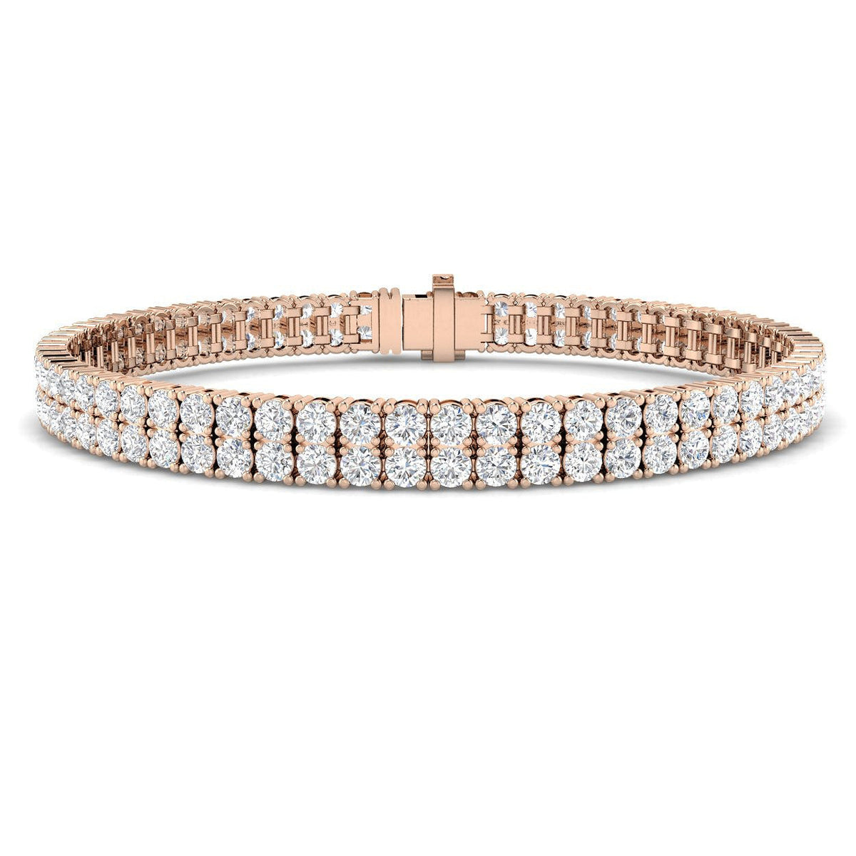 Natural Round Diamond Two Row Tennis Bracelet in 10K/14K gold and platinum with certified lab-grown or natural diamonds