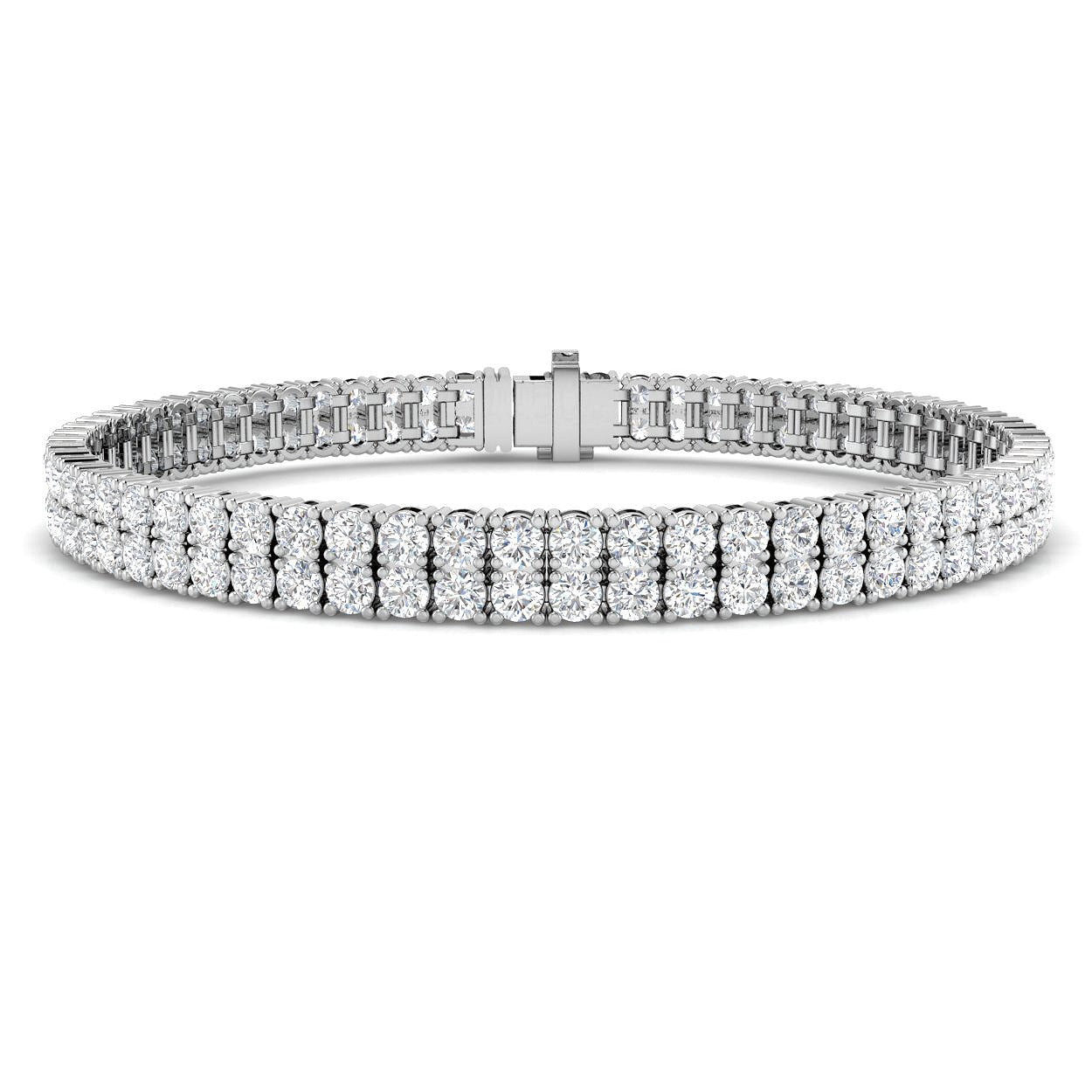 Natural Round Diamond Two Row Tennis Bracelet in 10K/14K gold and platinum with certified lab-grown or natural diamonds