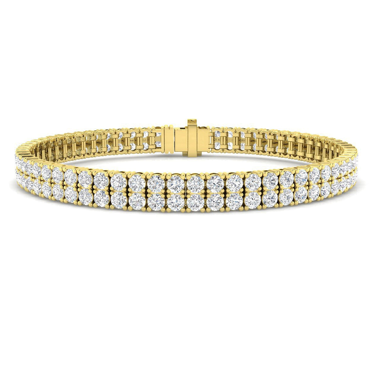 Natural Round Diamond Two Row Tennis Bracelet in 10K/14K gold and platinum with certified lab-grown or natural diamonds