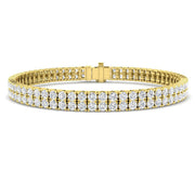 Natural Round Diamond Two Row Tennis Bracelet in 10K/14K gold and platinum with certified lab-grown or natural diamonds