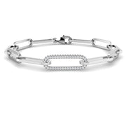 Lab Grown Diamond Paperclip Link Bracelet with Lobster Clasp in 10K/14K gold and platinum with certified lab-grown or natural diamonds