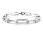 Natural Round Diamond Pave Link Bracelet with Modern Chain Design in 10K/14K gold and platinum with certified lab-grown or natural diamonds