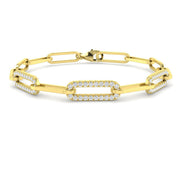 Natural Round Diamond Pave Link Bracelet with Modern Chain Design in 10K/14K gold and platinum with certified lab-grown or natural diamonds