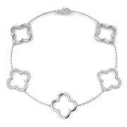Natural or Lab Grown Diamond Clover Chain Bracelet in 10K/14K gold and platinum with certified lab-grown or natural diamonds