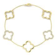 Natural or Lab Grown Diamond Clover Chain Bracelet in 10K/14K gold and platinum with certified lab-grown or natural diamonds
