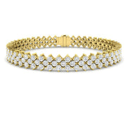 Round Cut Lab Grown Diamond Prong Set 3 Row Diamond Tennis Bracelet in Platinum with Box Clasp in 10K/14K gold and platinum with certified lab-grown or natural diamonds