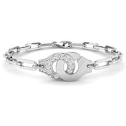 Pave Natural Diamond Handcuff Link Bracelet with Lobster Clasp in 10K/14K gold and platinum with certified lab-grown or natural diamonds