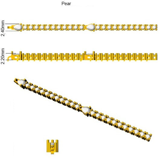 Natural Round & Pear Cut Diamond Tennis Bracelet with Box Clasp - Two Shape Diamond Bracelet in 10K/14K gold and platinum with certified lab-grown or natural diamonds