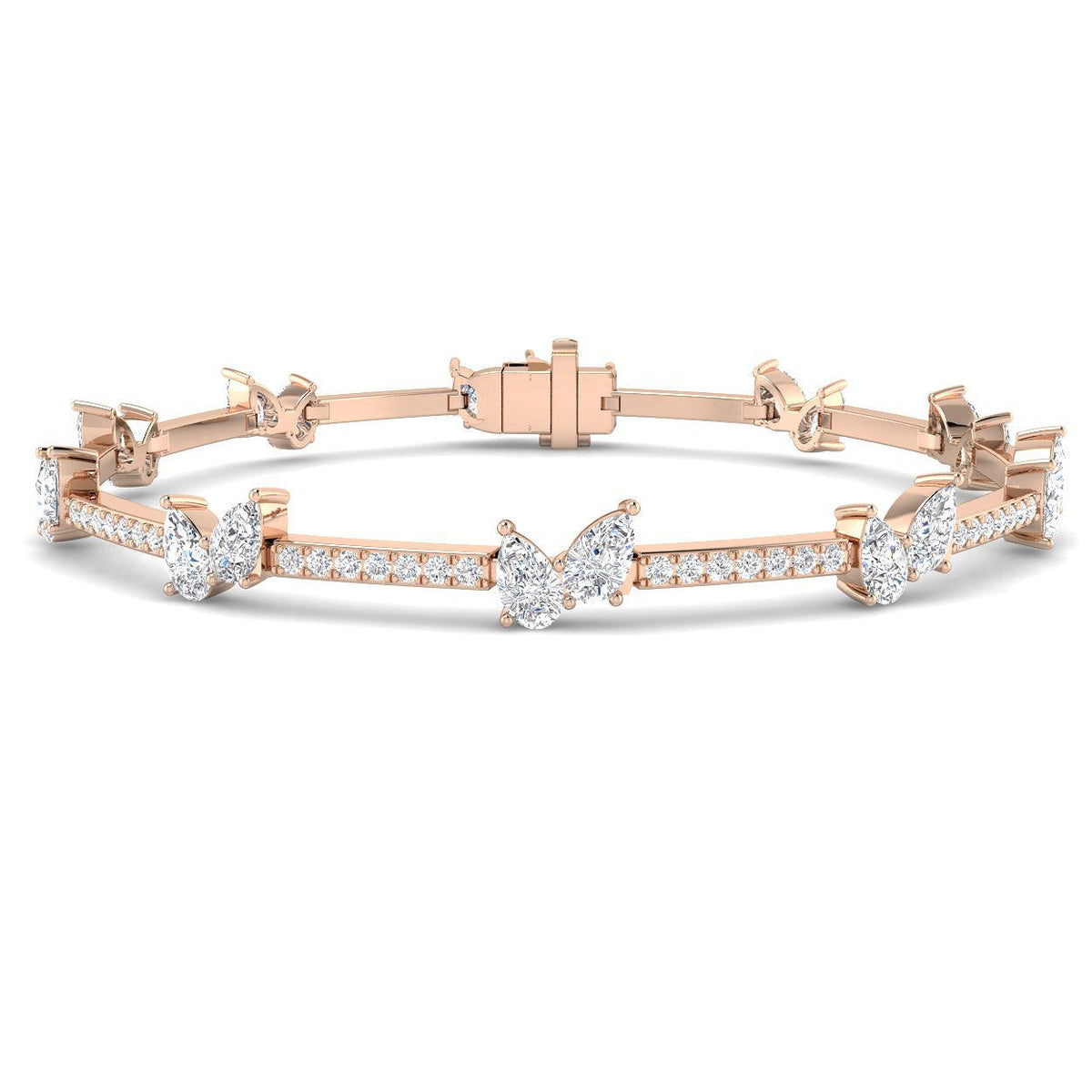 Round & Pear Lab Grown Diamond Tennis Bracelet in 10K/14K gold and platinum with certified lab-grown or natural diamonds