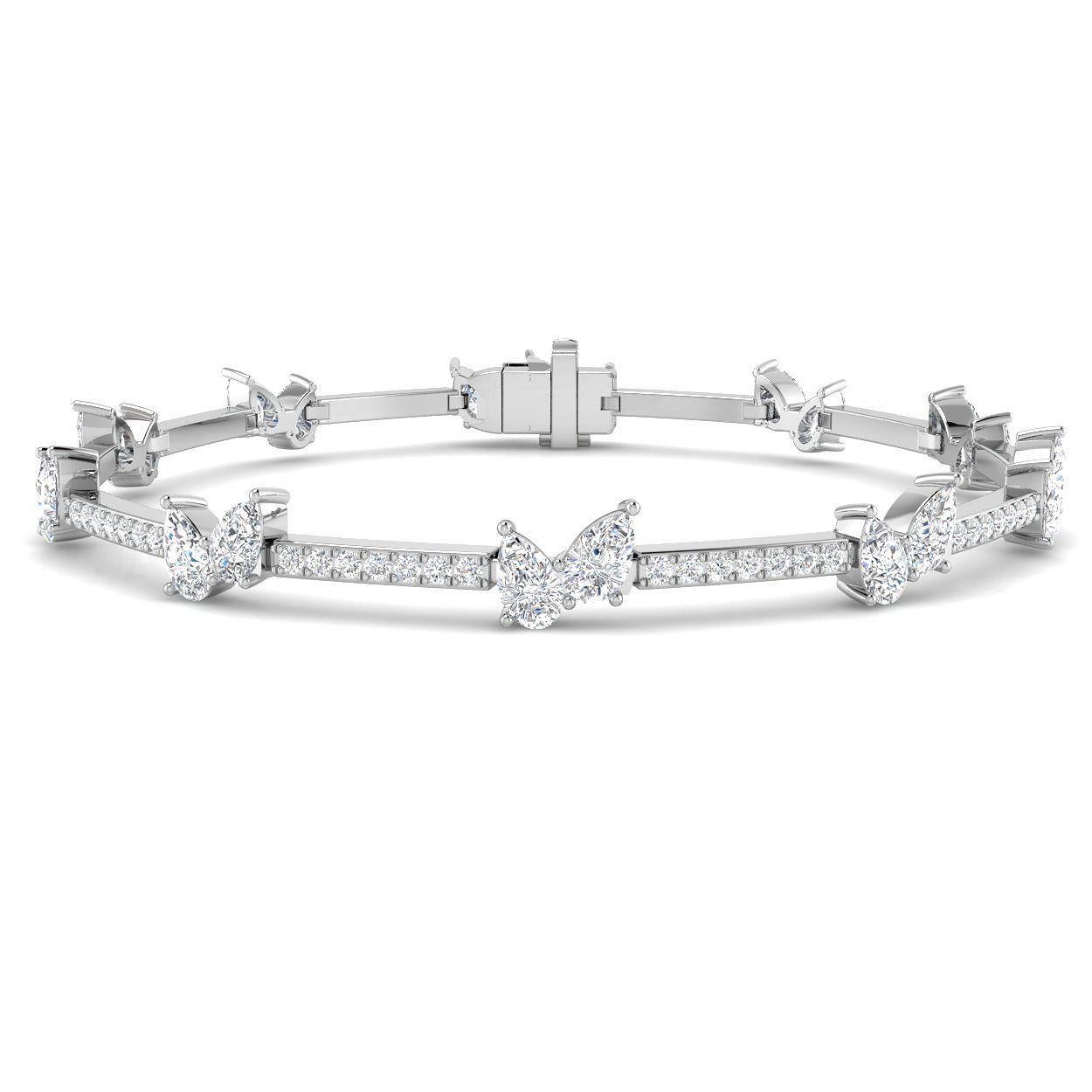 Round & Pear Lab Grown Diamond Tennis Bracelet in 10K/14K gold and platinum with certified lab-grown or natural diamonds