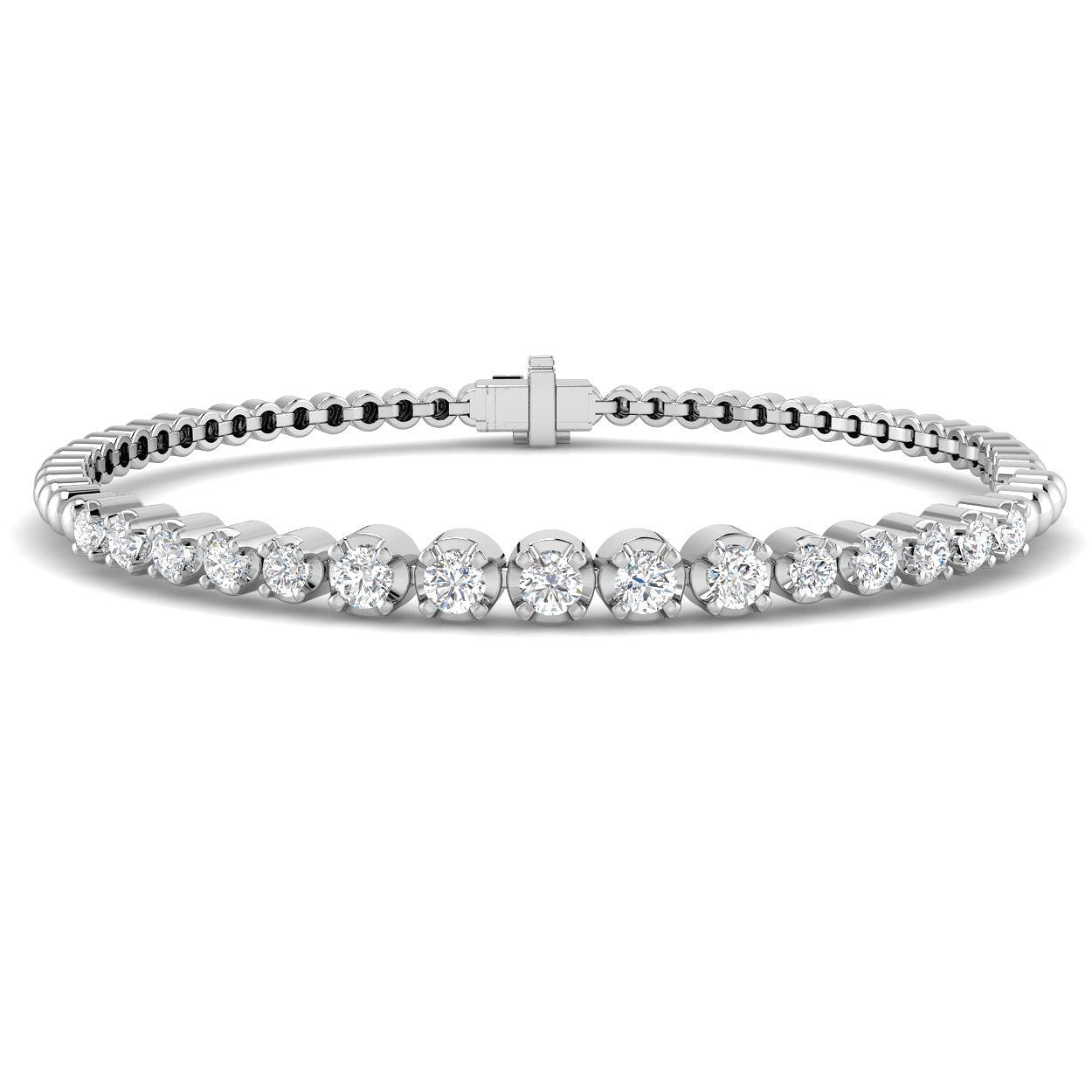 Natural Round Diamond Beaded Tennis Bracelet in 10K/14K gold and platinum with certified lab-grown or natural diamonds
