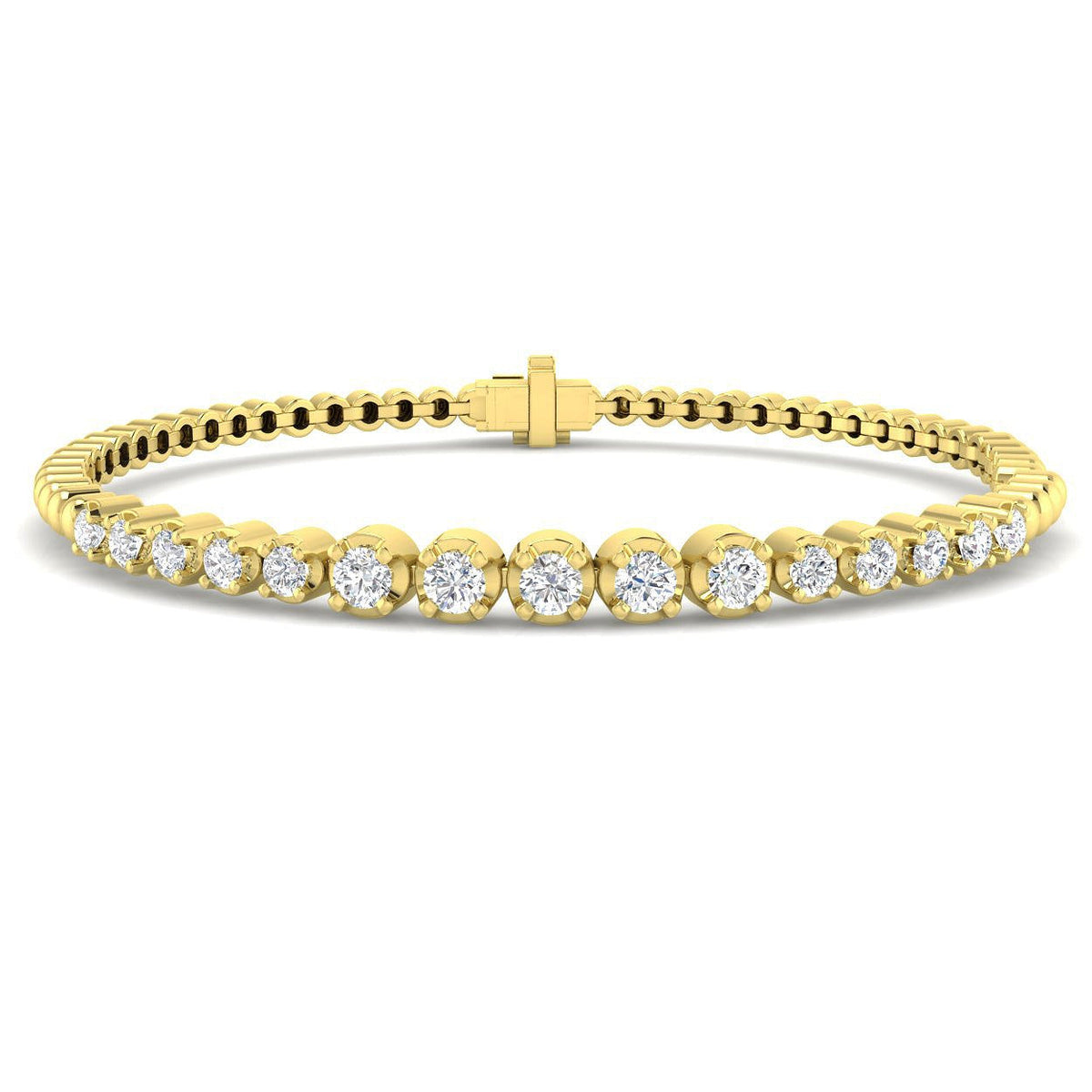 Natural Round Diamond Beaded Tennis Bracelet in 10K/14K gold and platinum with certified lab-grown or natural diamonds