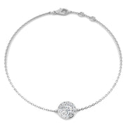 Lab Grown Round Diamond Halo Chain Bracelet with Lobster Clasp in 10K/14K gold and platinum with certified lab-grown or natural diamonds