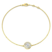 Lab Grown Round Diamond Halo Chain Bracelet with Lobster Clasp in 10K/14K gold and platinum with certified lab-grown or natural diamonds