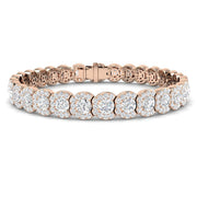 12.70Ct Lab Created Fancy Halo Diamond Tennis Bracelet - Prong Pave Set in 10K/14K gold and platinum with certified lab-grown or natural diamonds