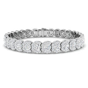 12.70Ct Lab Created Fancy Halo Diamond Tennis Bracelet - Prong Pave Set in 10K/14K gold and platinum with certified lab-grown or natural diamonds