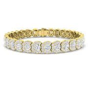 12.70Ct Lab Created Fancy Halo Diamond Tennis Bracelet - Prong Pave Set in 10K/14K gold and platinum with certified lab-grown or natural diamonds