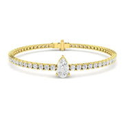 Pear Cut Lab Grown Diamond Tennis Bracelet with Round Prong Set Diamonds in 10K/14K gold and platinum with certified lab-grown or natural diamonds