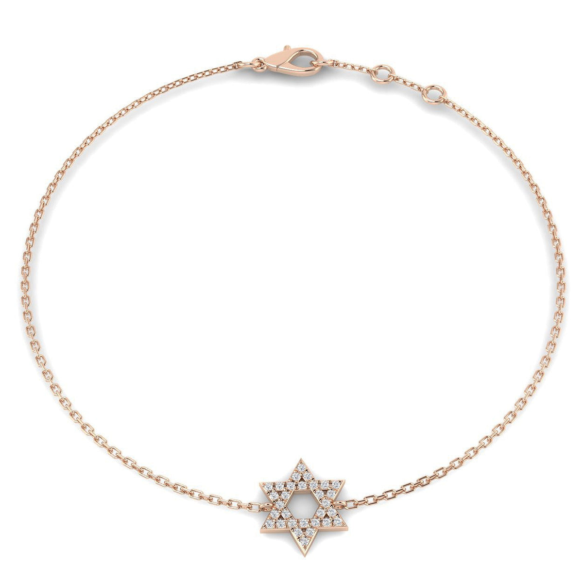 Pave Set Natural Diamond Star of David Bracelet in 10K/14K gold and platinum with certified lab-grown or natural diamonds
