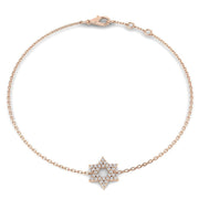 Pave Set Natural Diamond Star of David Bracelet in 10K/14K gold and platinum with certified lab-grown or natural diamonds