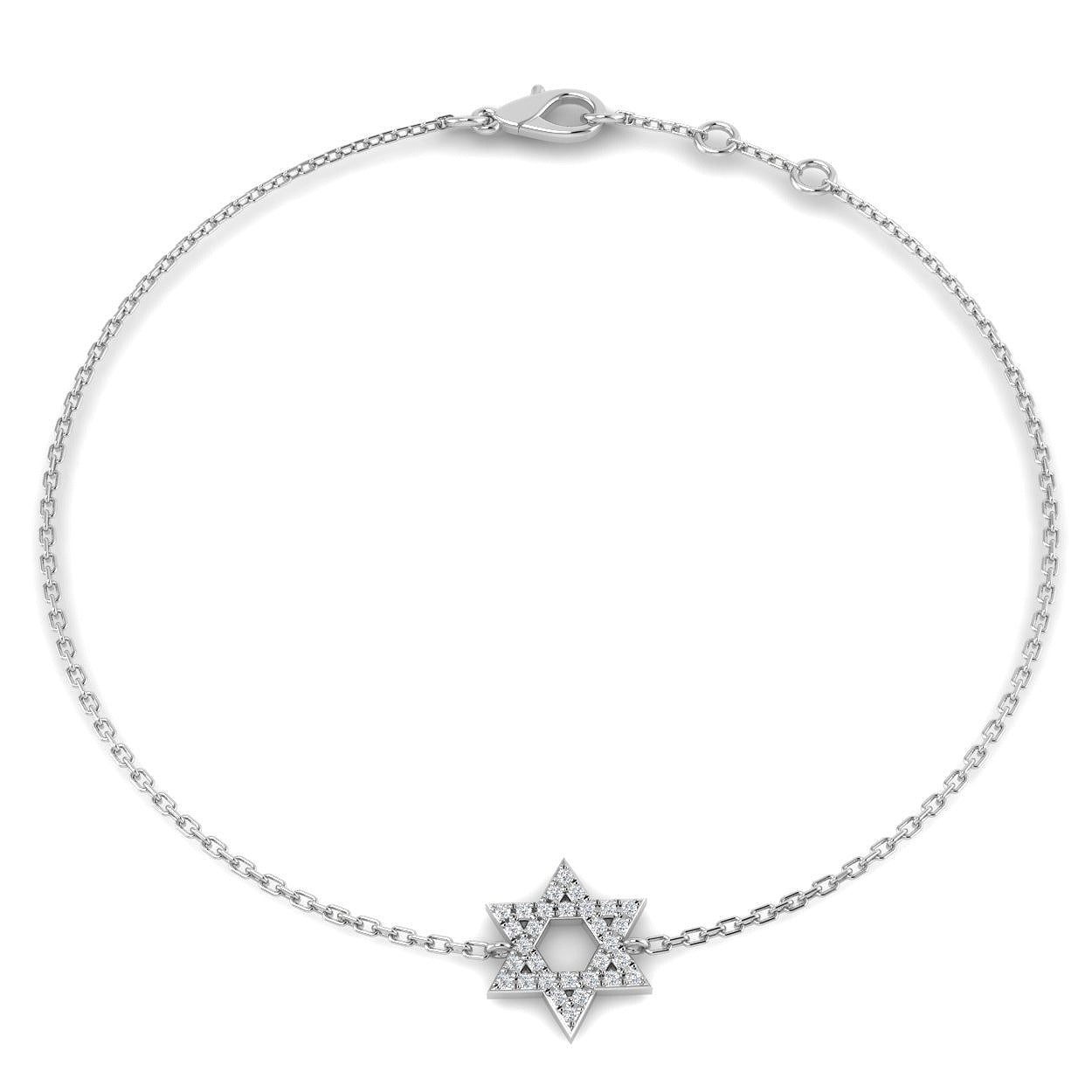 Pave Set Natural Diamond Star of David Bracelet in 10K/14K gold and platinum with certified lab-grown or natural diamonds