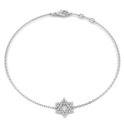 Pave Set Natural Diamond Star of David Bracelet in 10K/14K gold and platinum with certified lab-grown or natural diamonds