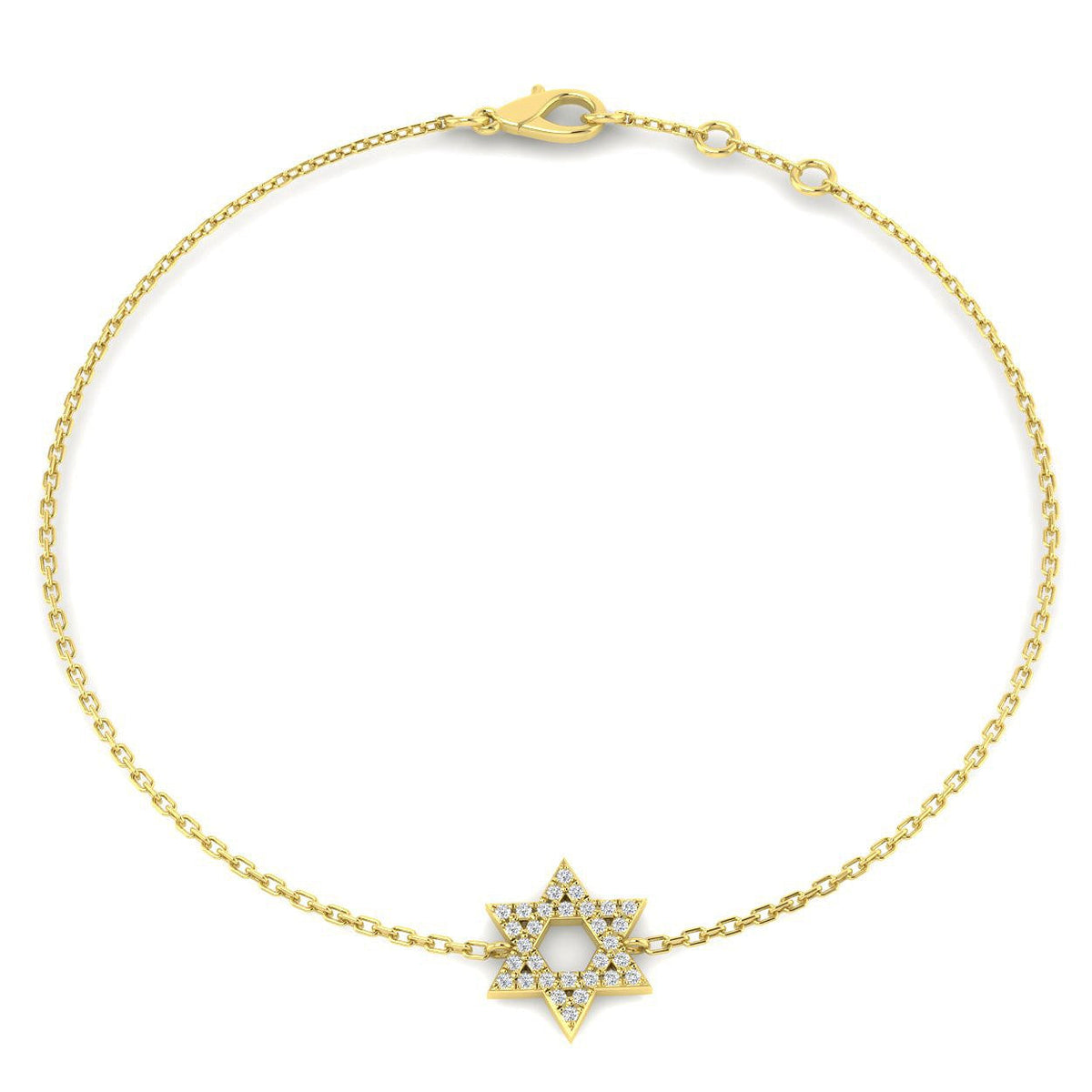Pave Set Natural Diamond Star of David Bracelet in 10K/14K gold and platinum with certified lab-grown or natural diamonds