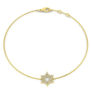 Pave Set Natural Diamond Star of David Bracelet in 10K/14K gold and platinum with certified lab-grown or natural diamonds