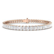 Emerald Cut Natural Diamond Link Tennis Bracelet with Secure Box Clasp in 10K/14K gold and platinum with certified lab-grown or natural diamonds