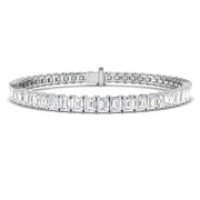 Emerald Cut Natural Diamond Link Tennis Bracelet with Secure Box Clasp in 10K/14K gold and platinum with certified lab-grown or natural diamonds