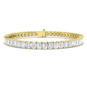 Emerald Cut Natural Diamond Link Tennis Bracelet with Secure Box Clasp in 10K/14K gold and platinum with certified lab-grown or natural diamonds