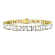 Emerald Cut Natural Diamond Link Tennis Bracelet with Secure Box Clasp in 10K/14K gold and platinum with certified lab-grown or natural diamonds