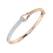 Natural Round Cut Pave Set Knot Design Diamond Bangle with Hinged Lock in 10K/14K gold and platinum with certified lab-grown or natural diamonds