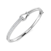 Natural Round Cut Pave Set Knot Design Diamond Bangle with Hinged Lock in 10K/14K gold and platinum with certified lab-grown or natural diamonds