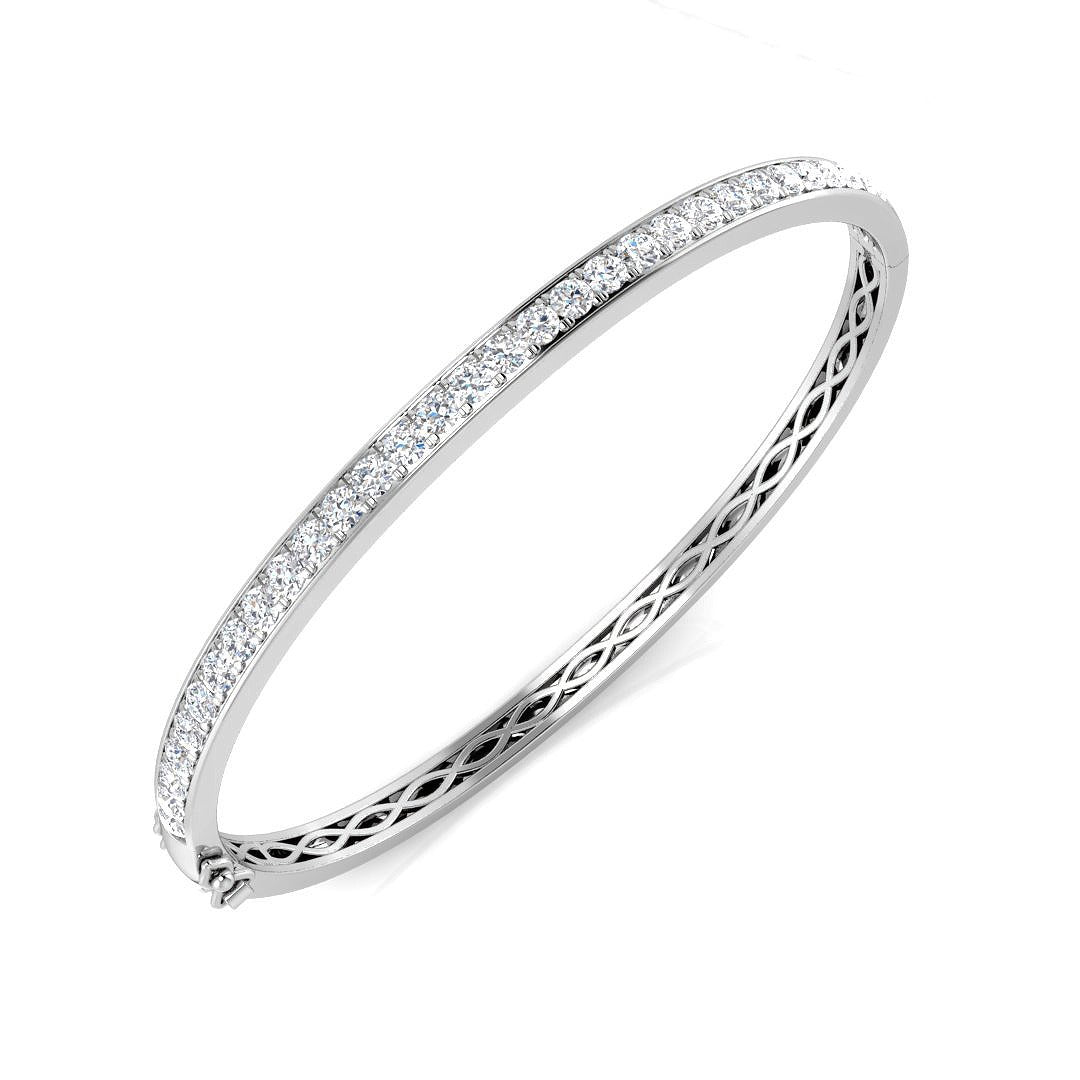 Round Cut Lab Grown Diamond Prong Set Half Eternity Bangle / & in 10K/14K gold and platinum with certified lab-grown or natural diamonds