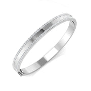Platinum Natural Round Cut Diamond Two Row Pave Set Half Eternity Bangle with Hinged Lock in 10K/14K gold and platinum with certified lab-grown or natural diamonds