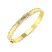 Platinum Natural Round Cut Diamond Two Row Pave Set Half Eternity Bangle with Hinged Lock in 10K/14K gold and platinum with certified lab-grown or natural diamonds