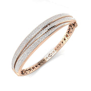Lab Grown Round Cut Diamond Pave Set Fancy Bangle with Hinged Box Lock in 10K/14K gold and platinum with certified lab-grown or natural diamonds