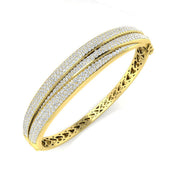 Lab Grown Round Cut Diamond Pave Set Fancy Bangle with Hinged Box Lock in 10K/14K gold and platinum with certified lab-grown or natural diamonds