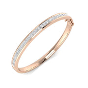 Princess Cut Natural Diamond Channel Set Half Eternity Bangle in Platinum with Hinged Box Clasp in 10K/14K gold and platinum with certified lab-grown or natural diamonds