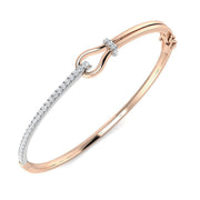 Lab Grown Round Cut Diamond Knot Design Hinged Bangle with Lock in 10K/14K gold and platinum with certified lab-grown or natural diamonds