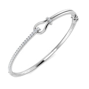 Lab Grown Round Cut Diamond Knot Design Hinged Bangle with Lock in 10K/14K gold and platinum with certified lab-grown or natural diamonds