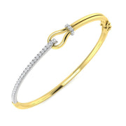 Lab Grown Round Cut Diamond Knot Design Hinged Bangle with Lock in 10K/14K gold and platinum with certified lab-grown or natural diamonds